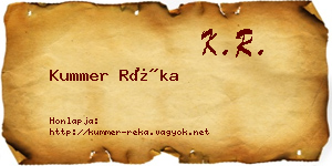 Kummer Réka névjegykártya